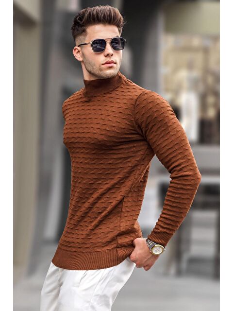 Madmext Camel Balıkçı Yaka Triko Kazak 5762 - S000031508-20472