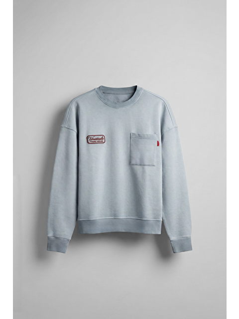 Abluka Online Erkek Bisiklet Yaka Cep Detaylı Sweatshirt Gri - S000481742-20600