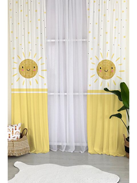 Evmila Güneş Desenli Çocuk Ve Bebek Odası TEK KANAT Fon Perde - S000041257-23173