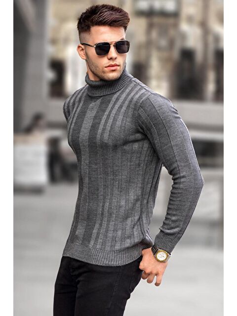 Madmext Antrasit Balıkçı Yaka Triko Kazak 5764 - S000015727-29666