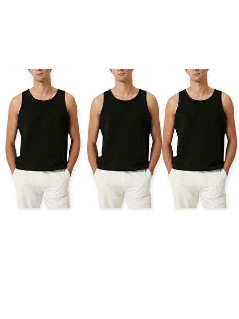 Güneş U Yaka %100 Pamuk Penye Erkek Atlet 3'lü - S000297095-22238