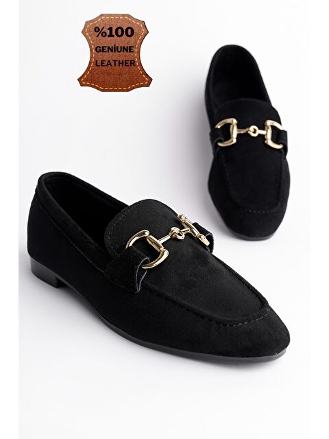 Muggo MONA Metal Tokalı Deri Kadın Loafer Günlük Ayakkabı - S000143355-19351