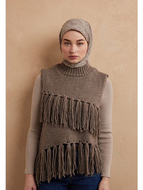 Fresh Scarfs Reına Desen Pamuk İpek Eşarp Bej