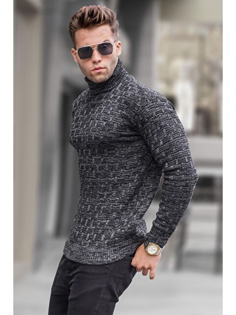 Madmext Siyah Balıkçı Yaka Triko Kazak 5758 - S000031511-19351