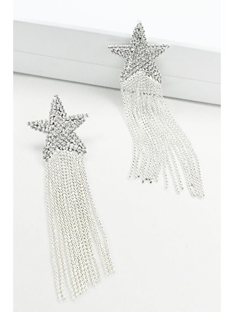 New Obsessions Taşlı Sallanan Yıldız Küpe Gümüş - S000102750-18105