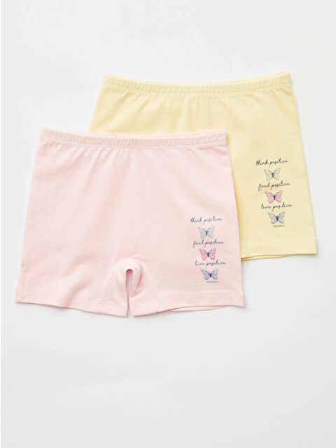 natuline Kız Çocuk Organik Pamuklu Elastanlı Boxer Positive Butterfly 2 li Paket