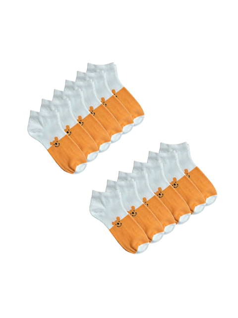 Line Smart 12'li Turuncu Ayıcık Desenli Pamuklu Patik Çorap - S000226457-20013