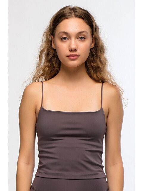 Chandraswear Antrasit Kadın İnce İp Askılı Crop - Lones - S000030156-29666