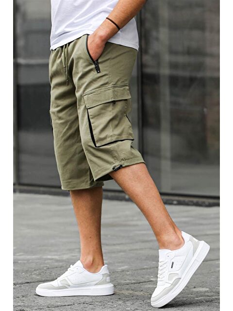 Madmext Mint Yeşili Kargo Cep Erkek Gabardin Kapri Şort 6332 - S000016940-17259