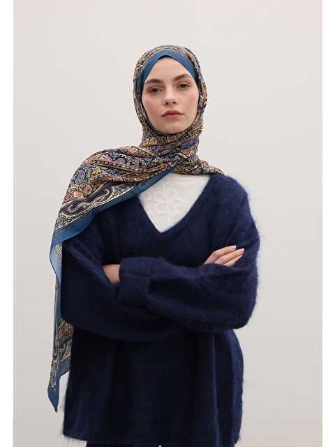 Fresh Scarfs Nordıc Paısley Desen Şal Mavi