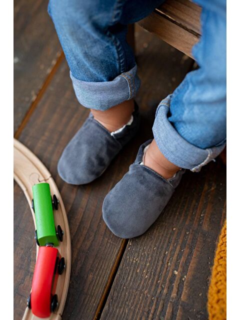 First Step Pamuk Astarlı Kadife Kaydırmaz Taban Patik-ANTRASİT-F-847 - S000061230-29666