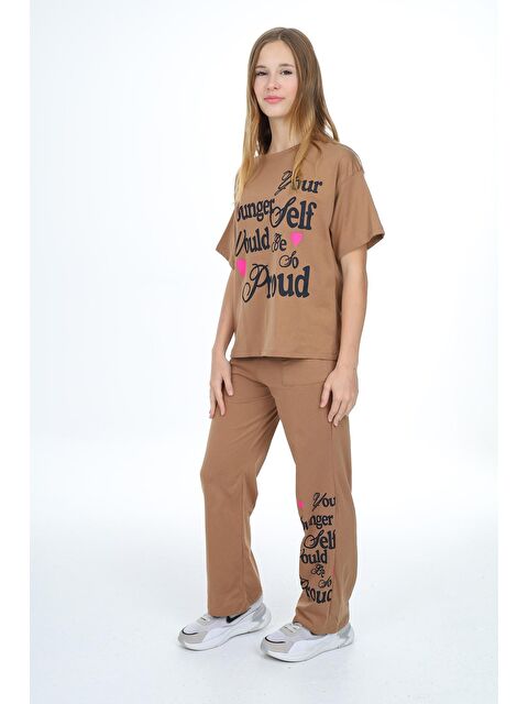 angelos Kız Çocuk Yazı Baskılı Takım 9-14 Yaş LX300 - S000128821-19413