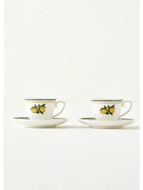 Bella Maison Limonlu Porselen 2'li Kahve Fincanı Seti (90 cc)