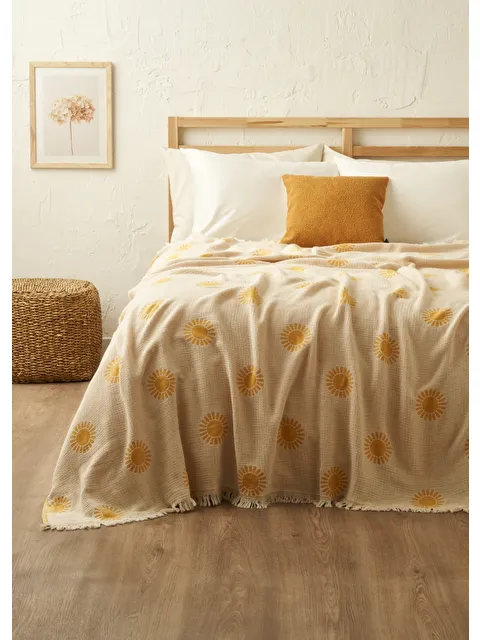 Bella Maison Sunny Pamuklu Çift Kişilik Yatak Örtüsü Sarı (200x220 cm) - S000385226-20072