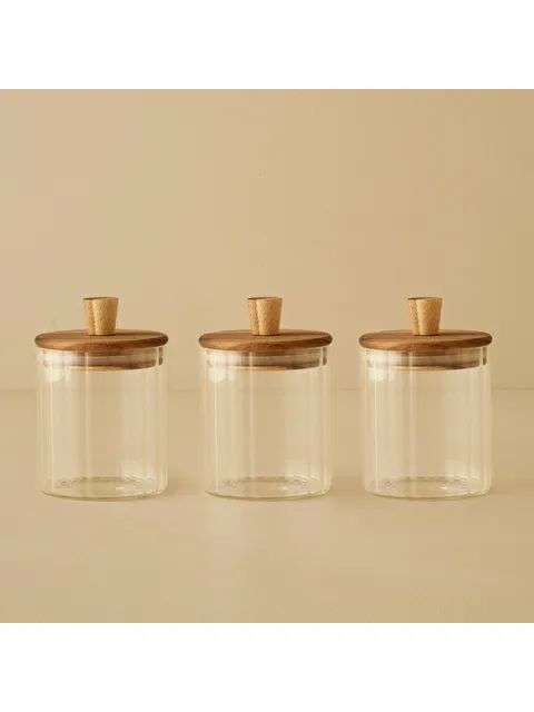 Bella Maison Beatrice Ahşap Kapaklı 3'lü Kavanoz Seti Naturel (450 cc) - S000383346-26406