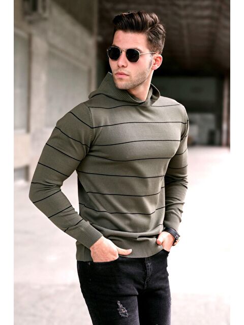 Madmext Haki Kapüşonlu Erkek Kazak 5623 - S000031515-18547