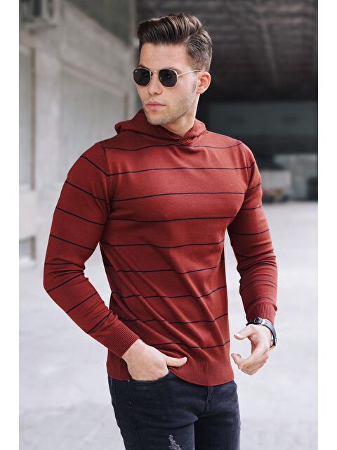 Madmext Kiremit Kapüşonlu Erkek Kazak 5623 - S000031515-18657