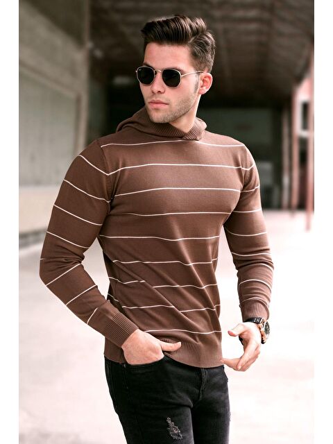 Madmext Kahverengi Kapüşonlu Erkek Kazak 5623 - S000031515-19413