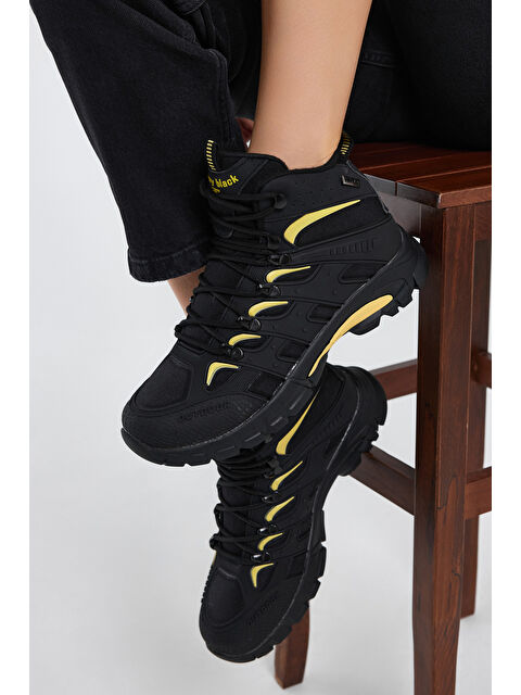 TONNY BLACK Unisex Siyah Sarı Rahat Kalıp Suı İtici Özellikli Bağcıklı Bot - S000104068-37446