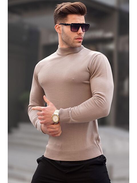 Madmext Vizon Slim Fit Yarım Balıkçı Yaka Erkek Triko Kazak 6343