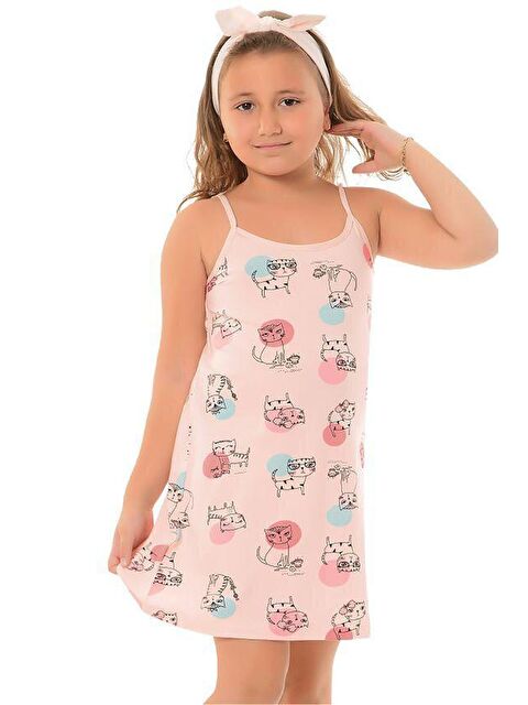 Little Frog Kids Pamuklu İnce Askılı Desenli Kız Çocuk Tunik - S000077877-17605