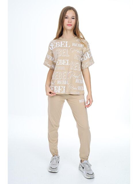 angelos Kız Çocuk Yazı Baskılı Alt-Üst Takım 8-14 Yaş Lx305 - S000130660-19966