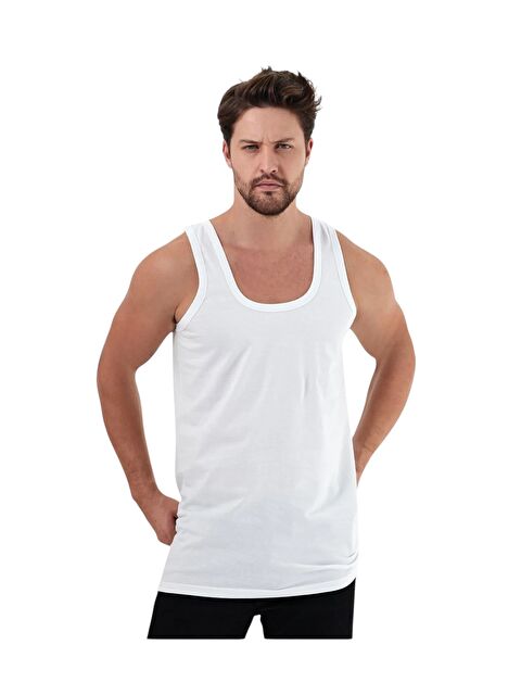 Güneş Beyaz U Yaka Erkek Atlet 6'lı - S000296975-37570