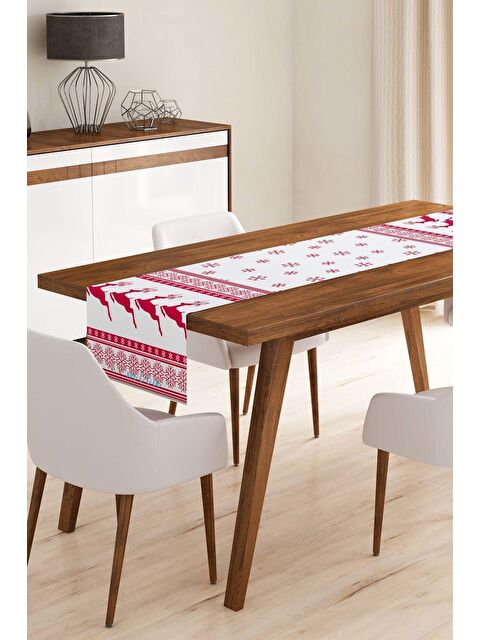 Evmila Kırmızı Beyaz Geyikli Runner Modeli R3144 40x140 cm - S000087312-23173