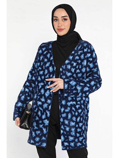 Julude Leopar Desenli Sakallı Tesettür Triko Hırka - S000324436-21164