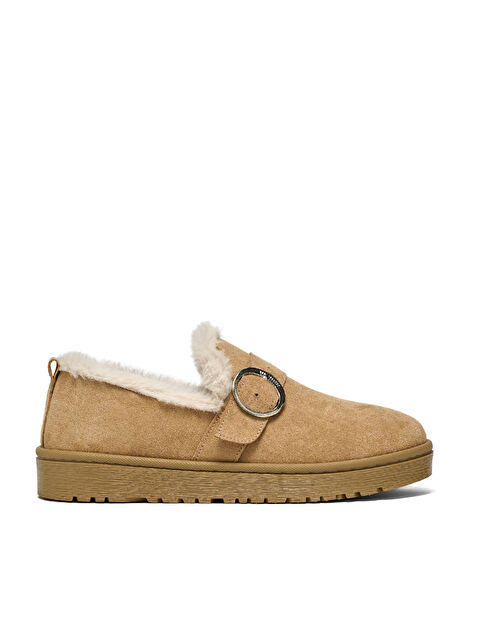 TONNY BLACK Kadın Nude Süet Rahat Kalıp İçi Kürklü Tokalı Kısa Bot - S000125225-26411