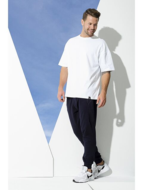 For You Man 2'li Pamuk File Detay Tişört Lacivert Joger Takım - S000017997-21164