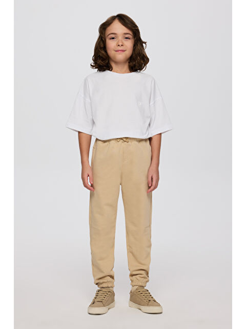 Panço Erkek Çocuk Paçası Lastikli Bej Eşofman Altı - S000319392-19928