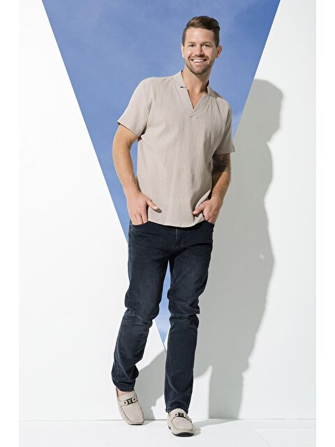 For You Man Organik Yıldız Yaka Taş %100 Pamuk Gömlek - S000018919-25636