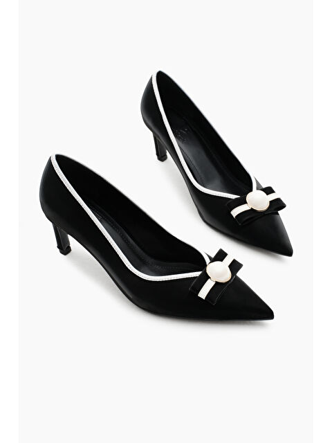 TONNY BLACK Kadın Siyah Neolit Taban Önü Tokalı Sivri Burunlu Topuklu Ayakkabı - S000296498-19351