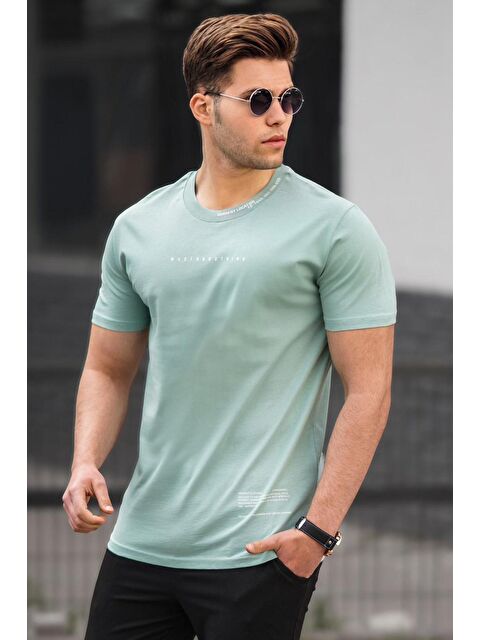 Madmext Yeşil Erkek Baskılı %100 Pamuk Tişört 5258 - S000016569-18194