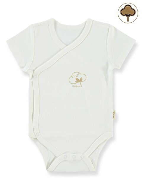 Civil Baby Organik Pamuklu Kruvaze 0-3 Ay Çıtçıtlı Badi - Ekru 1-3 Ay - S000201965-19965