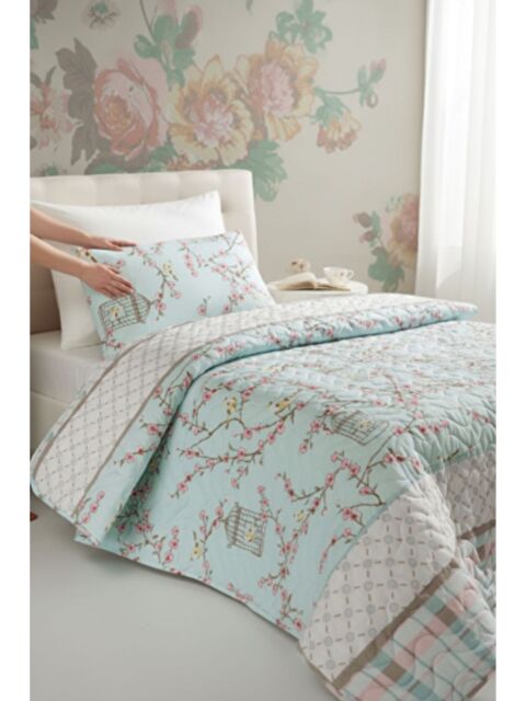 UPSTYLE Tek Kişilik Kapitone Yatak Örtüsü Seti Turkuaz Yumuşak  Dayanıklı ve Tasarım - S000271921-19413