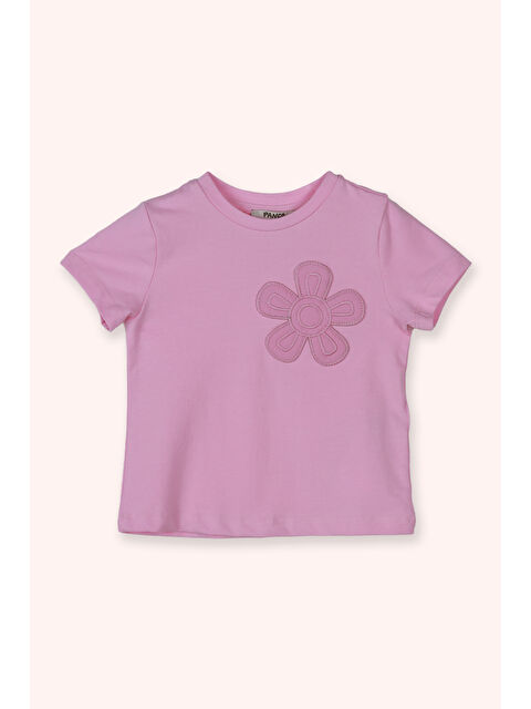 Panço Kız Çocuk Çiçek Motifli T-Shirt Pembe - S000426105-20024