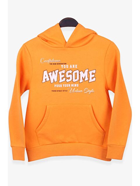 Breeze Erkek Çocuk Sweatshirt Baskılı Kanguru Cepli Hardal Sarı (8-14 Yaş) - S000022820-20074