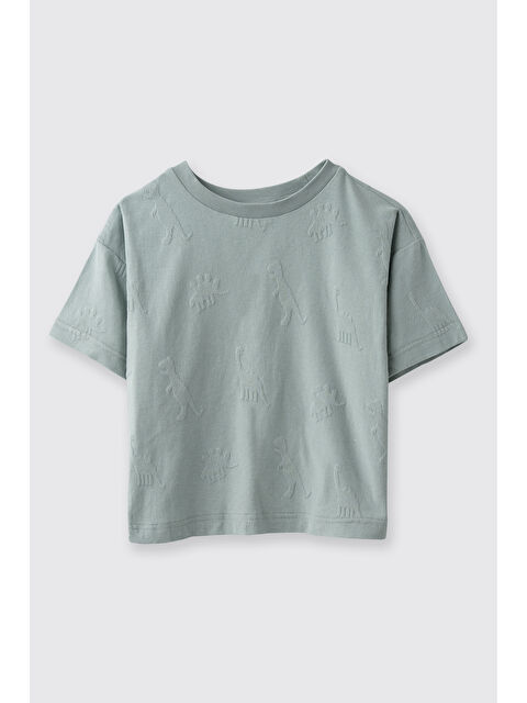 Panço Erkek Çocuk Dinozor Desenli T-Shirt Yeşil - S000470898-18194