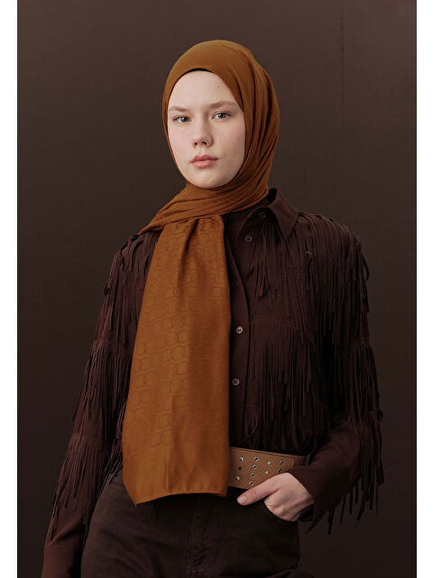 Fresh Scarfs Premıum Yünlü Düz Şal Tarçın Kabuğu