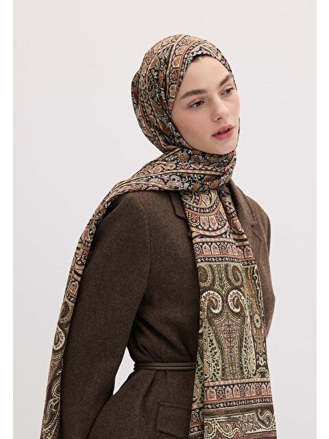 Fresh Scarfs Nordıc Paısley Desen Şal Kahve