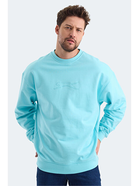 SLAZENGER VADIK Oversize Erkek Turkuaz Sweatshirt - S000304343-20055
