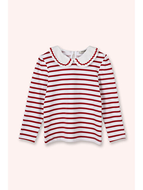 Panço Kız Çocuk Bebe Yakalı Kırmızı Tisört - S000419842-20045