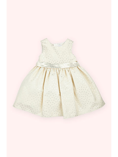 Panço Kız Bebek Yıldız Desenli Bej Abiye Elbise - S000426101-19928