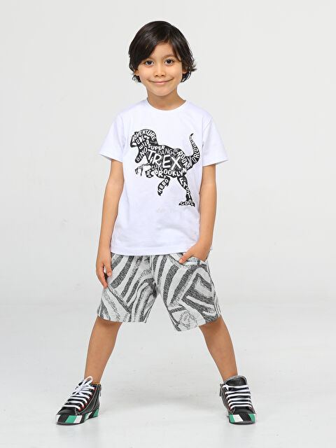 Casabony Siyah Desenli Dino Şort Takım - S000146408-37246