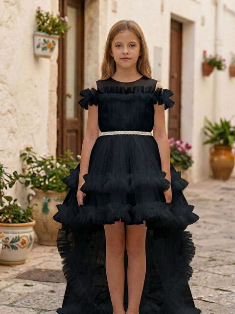 Pina Kids Kız Çocuk Kat Kat Tüllü Kuyruklu Prenses Elbise - S000516336-19351