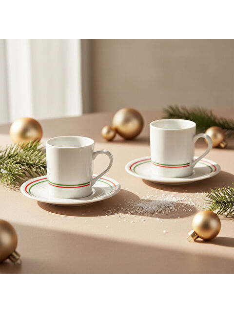 GÜRAL PORSELEN Camelia 2 Kişilik Kahve Fincanı Takımı Yeşil - S000333839-37646