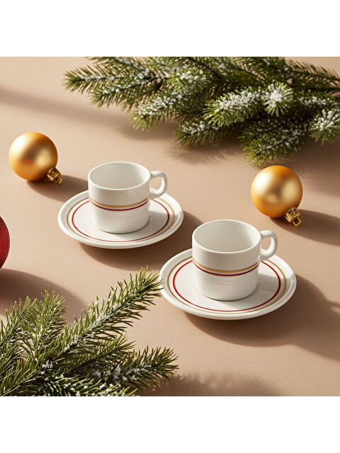 GÜRAL PORSELEN Mental 2 Kişilik Kahve Fincanı Takımı Altın - S000333838-37646