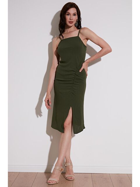 Lela Halter Yaka İp Askılı Yırtmaçlı Elbise 6057149 - S000001255-18547